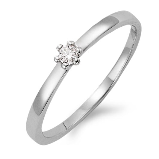 Bague solitaire Or blanc 18K Diamant blanc, 0.05 ct, brillant, w-si