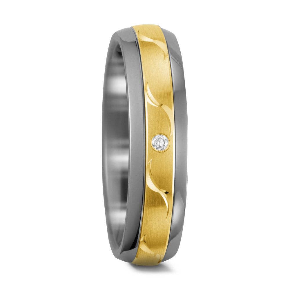 Partnerring Titan, 585/14 K Gelbgold Diamant 0.01 ct, w-pi1