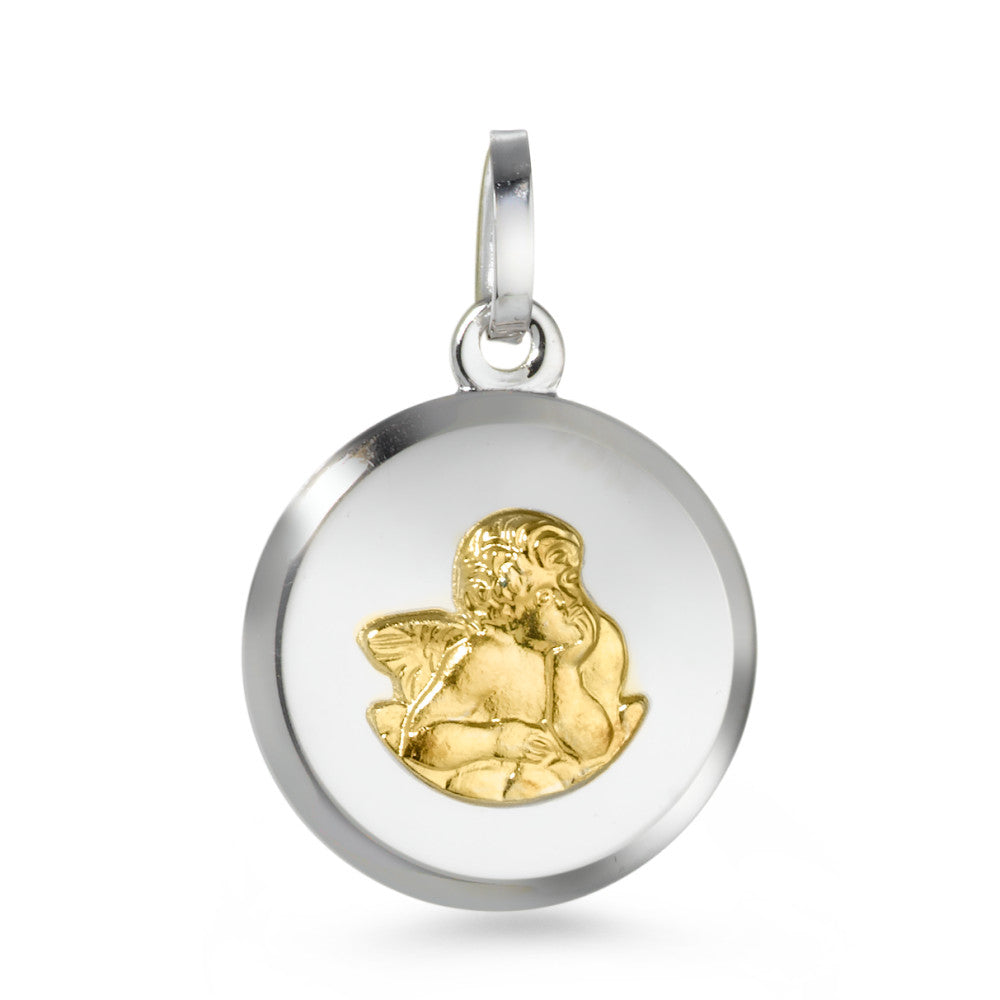 Pendentif Or blanc 18K, Or jaune 18K Ange gardien Ø14 mm