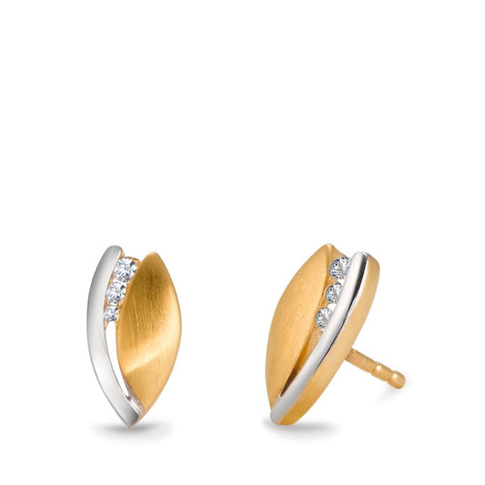 Clous d'oreilles Or jaune 18K Diamant 0.062 ct, 6 Pierres, w-si