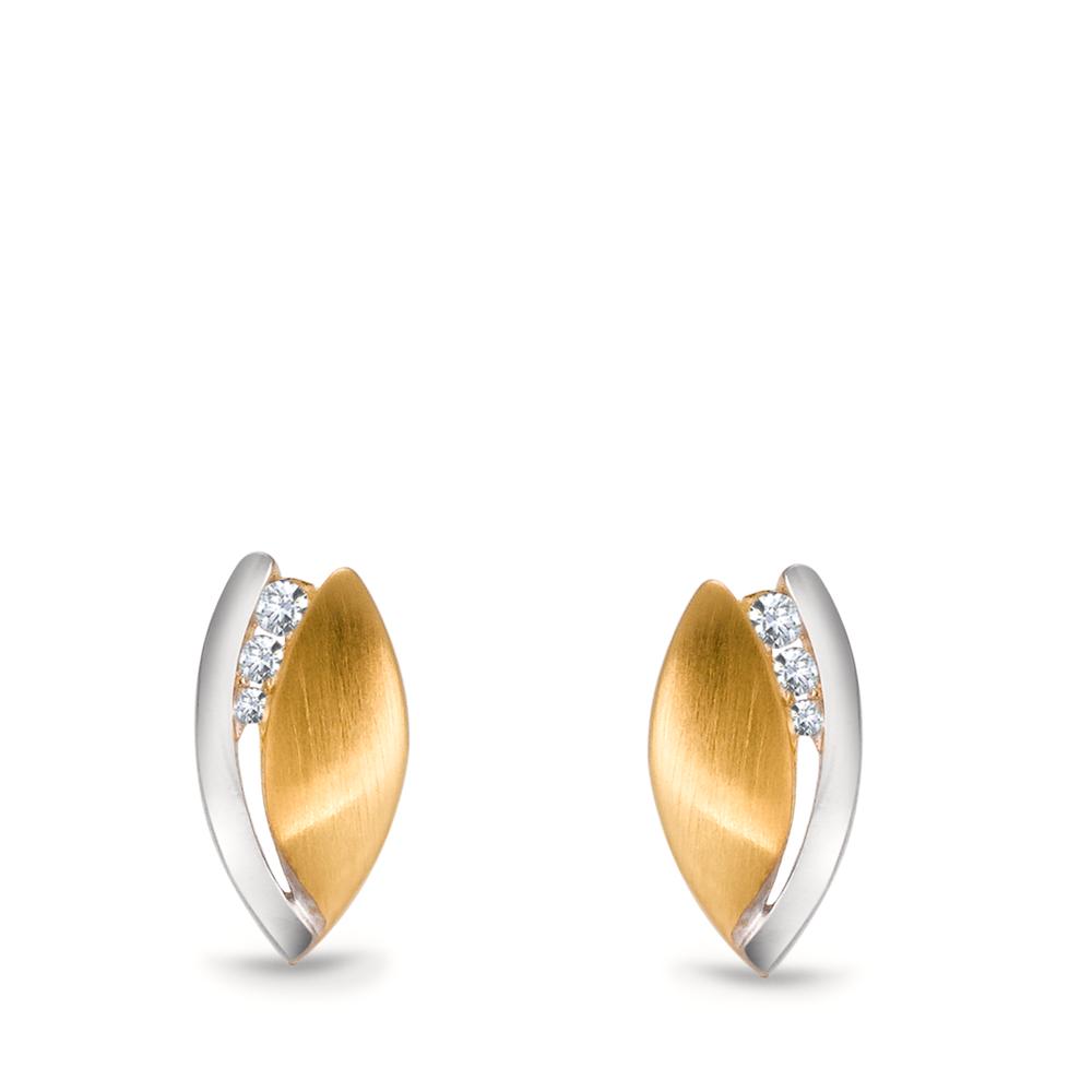 Clous d'oreilles Or jaune 18K Diamant 0.062 ct, 6 Pierres, w-si