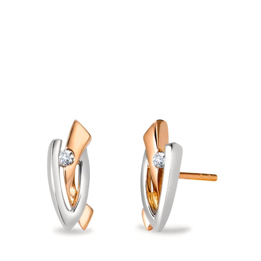 Orecchini a bottone Oro bianco 750/18 carati, Oro rosso 750/18 carati Diamante 0.03 ct, 2 pietra, w-si