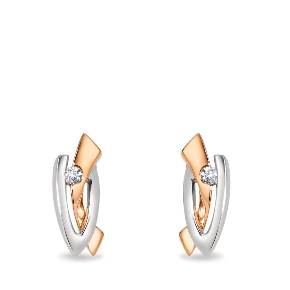 Clous d'oreilles Or blanc 18K, Or rouge 18K Diamant 0.03 ct, 2 Pierres, w-si