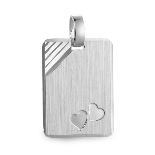 Pendentif avec gravure Argent Rhodié Coeur