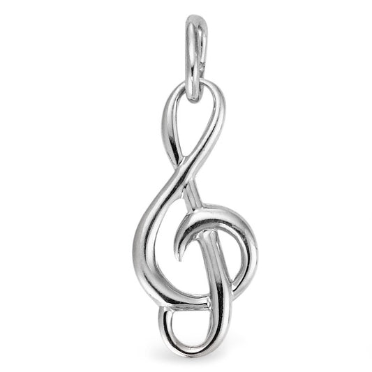 Pendentif Argent Rhodié Clef musicale