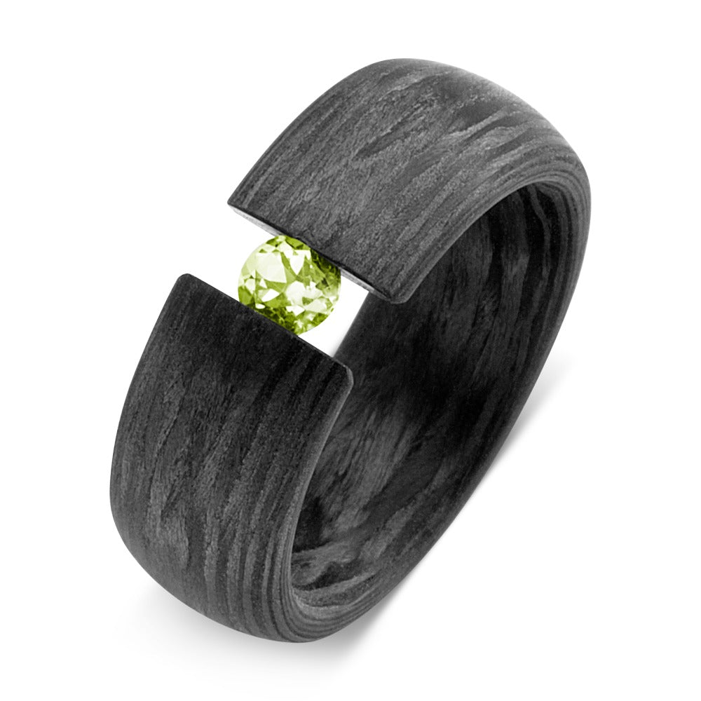 Fingerring Carbon Peridot grün