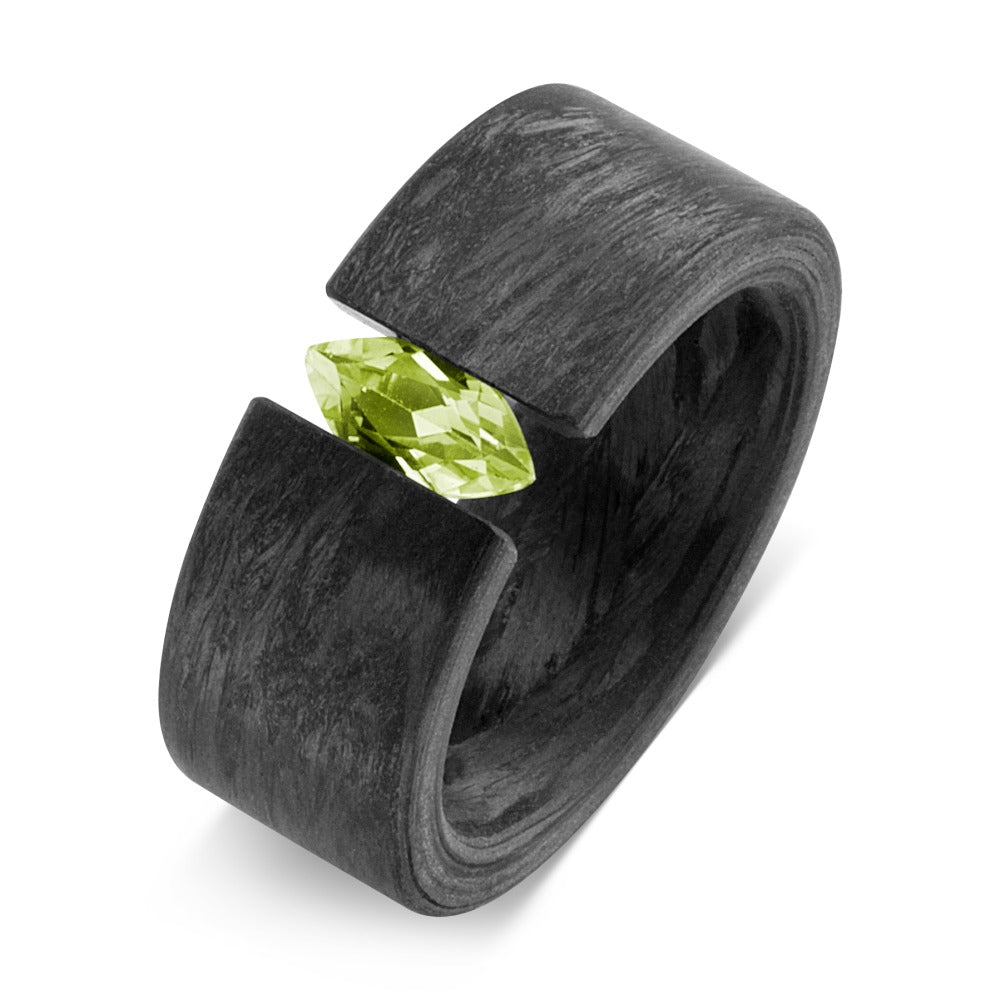 Fingerring Carbon Peridot grün