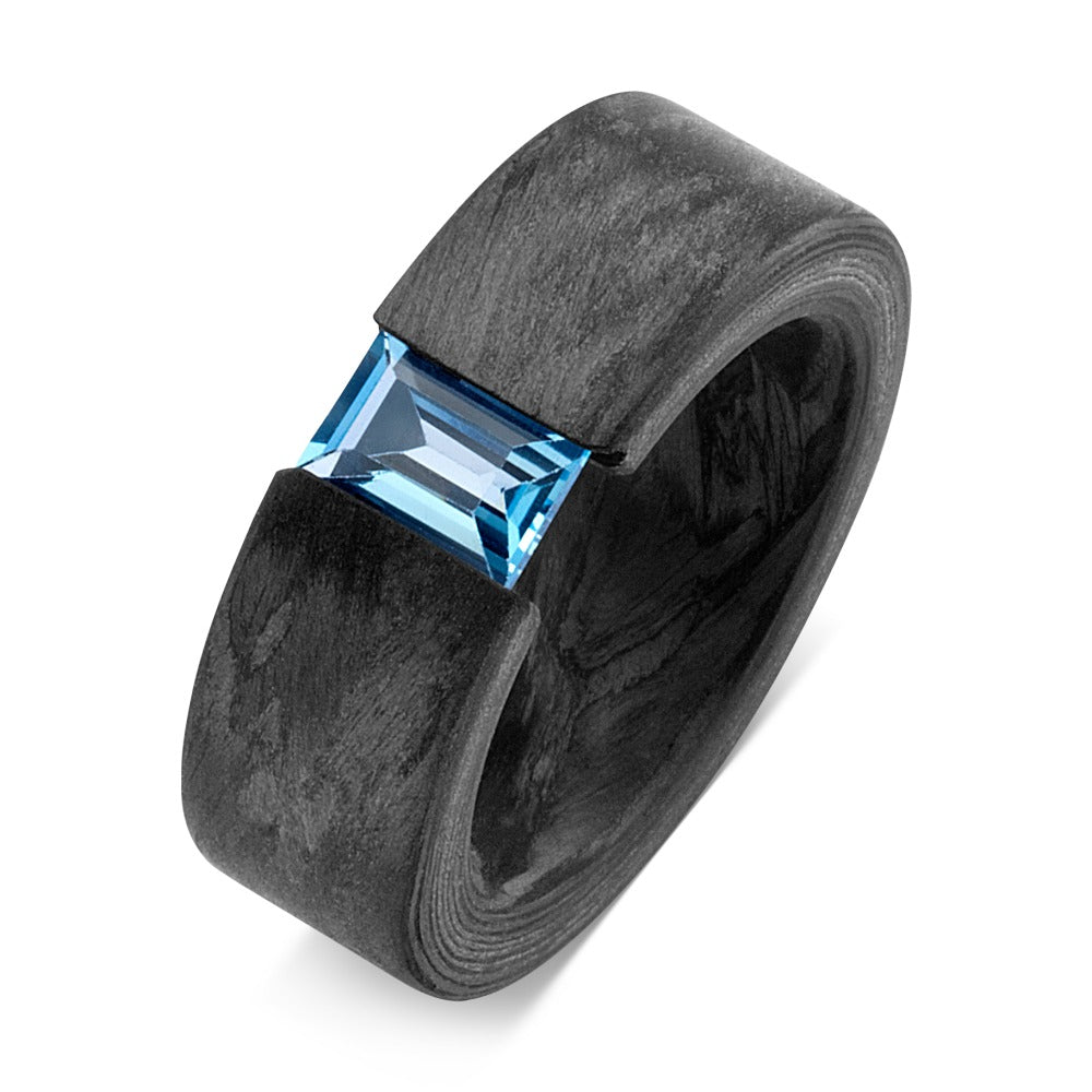 Bague Carbone Topaze bleu