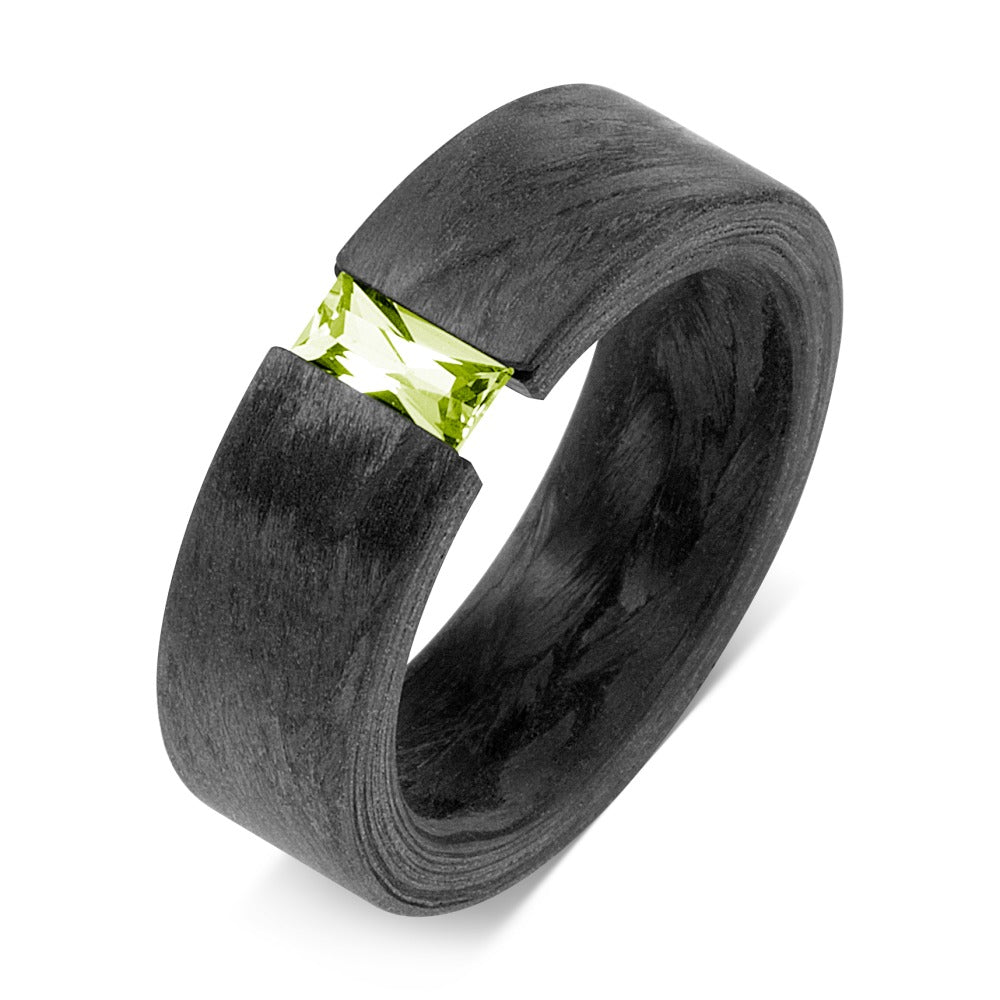 Bague Carbone Péridot vert