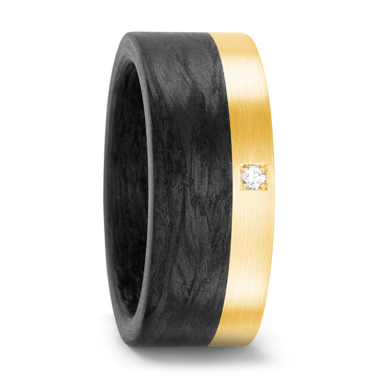 Bague Carbone, Or jaune 18K