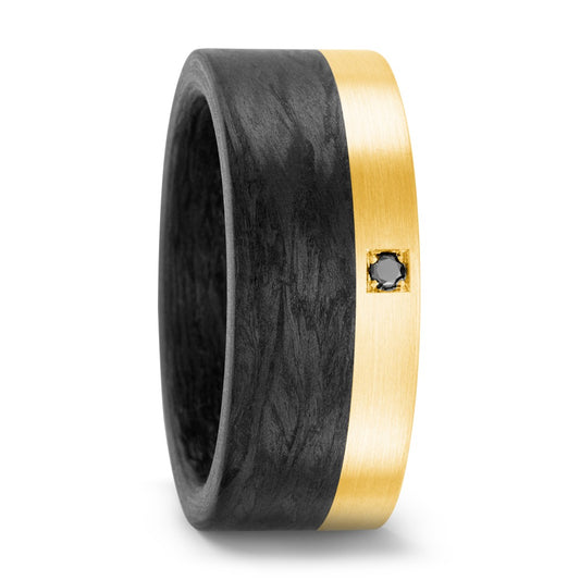 Bague Carbone, Or jaune 18K