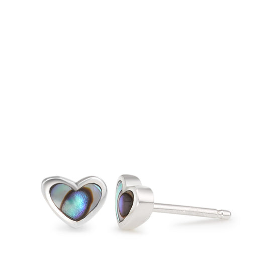 Orecchini a bottone Argento Abalone Cuore Ø6 mm