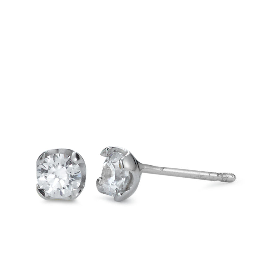 Clous d'oreilles Or blanc 18K Zircone 2 Pierres Ø4.5 mm