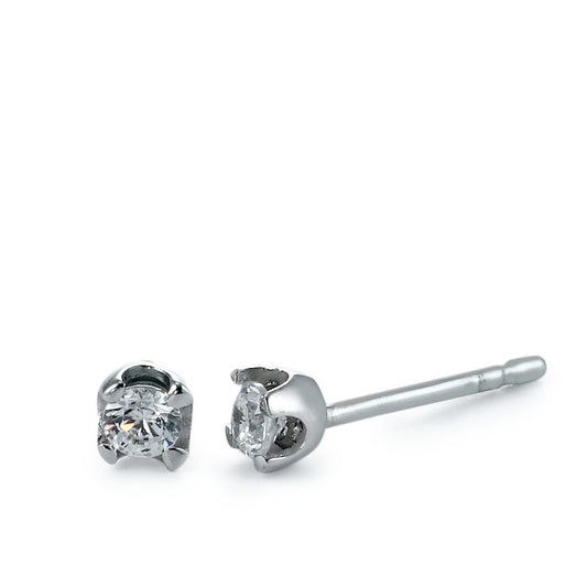 Clous d'oreilles Or blanc 18K Zircone 2 Pierres Ø4 mm