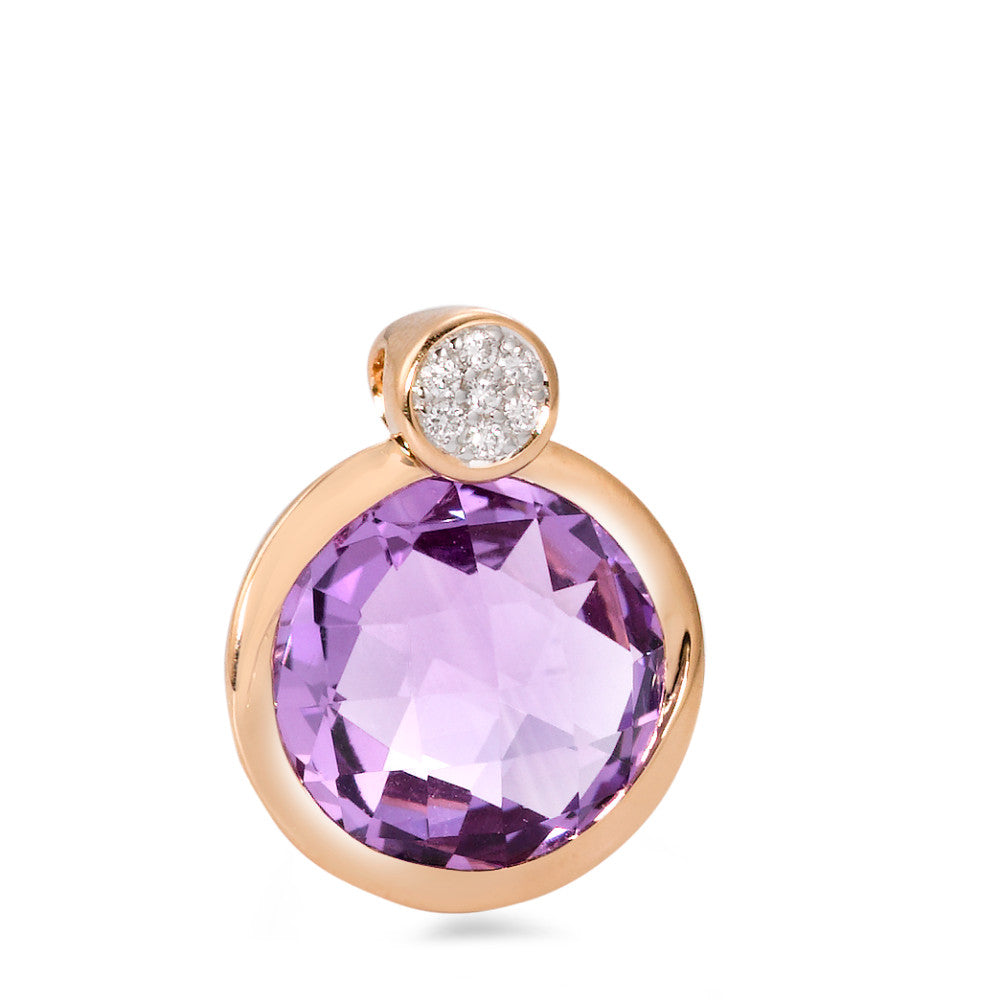 Pendentif Or rouge 18K Améthyste violet, 0.035 ct, 8 Pierres, brillant, w-si Ø14 mm