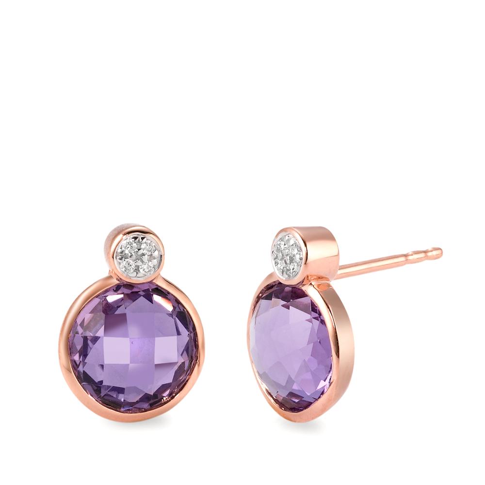 Clous d'oreilles Or rouge 18K Améthyste violet, 0.03 ct, 8 Pierres, brillant, w-si