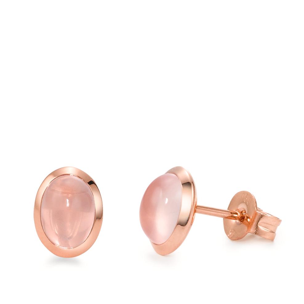 Clous d'oreilles Or rose 18K Quartz rose 2 Pierres