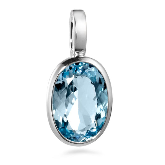 Pendentif Or blanc 18K Topaze bleu