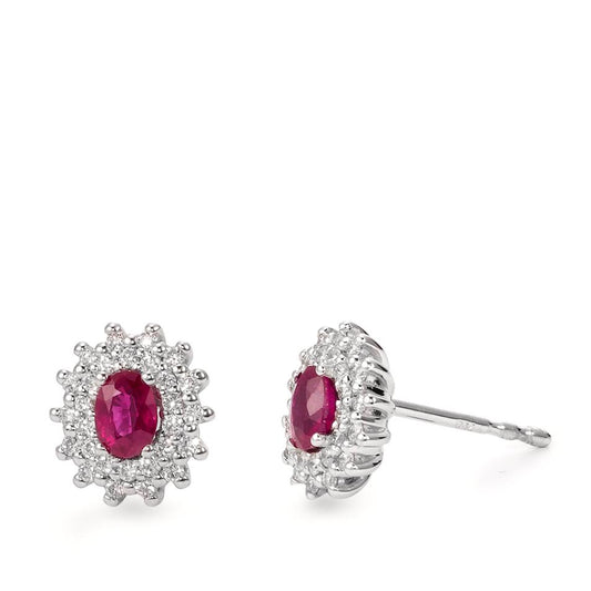 Clous d'oreilles Or blanc 18K Diamant rouge, 0.22 ct, 56 Pierres, brillant, w-si