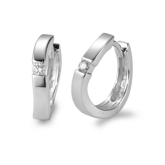 Orecchini circolari Oro bianco 750/18 carati Diamante bianco, 0.08 ct, 2 pietra, [Brillant], w-si