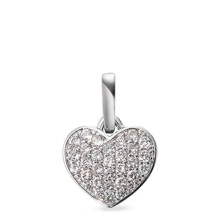 Pendentif Or blanc 18K Diamant blanc, 0.25 ct, 31 Pierres, brillant, w-si Coeur Ø10 mm