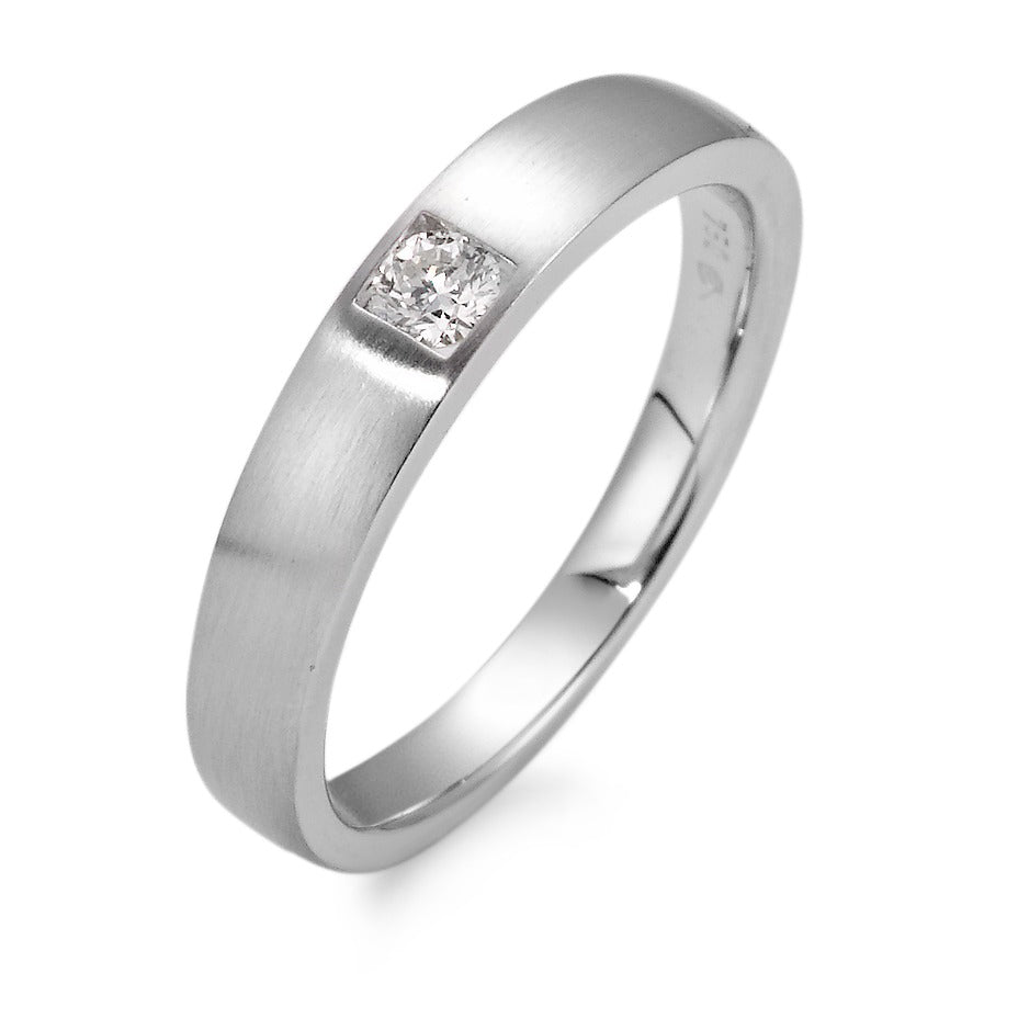 Bague solitaire Or blanc 18K Diamant blanc, 0.11 ct, brillant, w-si