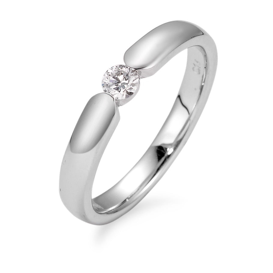 Bague solitaire Or blanc 18K Diamant blanc, 0.13 ct, brillant, w-si