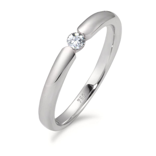 Bague solitaire Or blanc 18K Diamant blanc, 0.08 ct, brillant, w-si