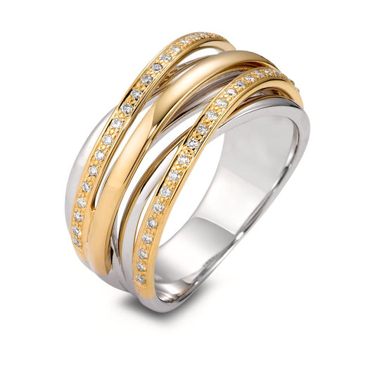 Bague Or blanc 18K, Or jaune 18K Diamant blanc, 0.18 ct, 45 Pierres, brillant, w-si