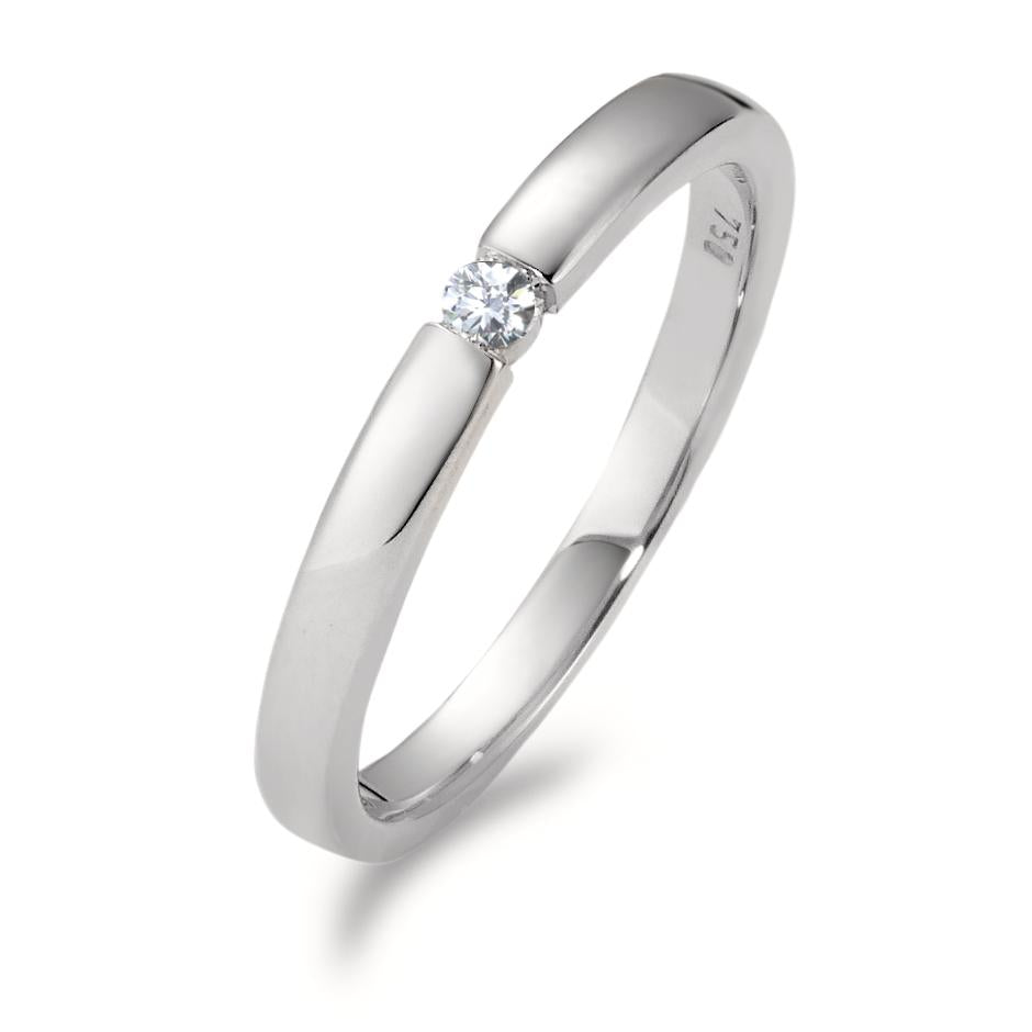 Bague solitaire Or blanc 18K Diamant blanc, 0.05 ct, brillant, w-si