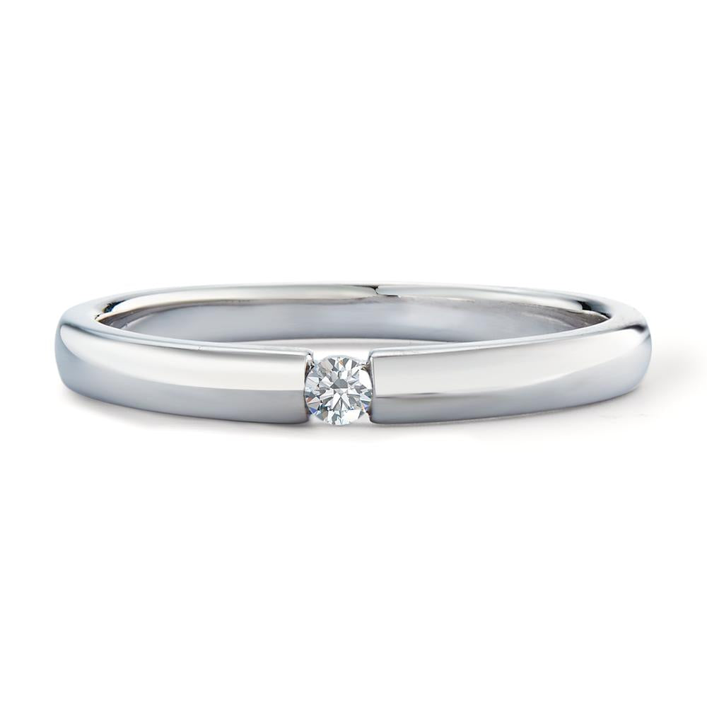 Bague solitaire Or blanc 18K Diamant blanc, 0.05 ct, brillant, w-si