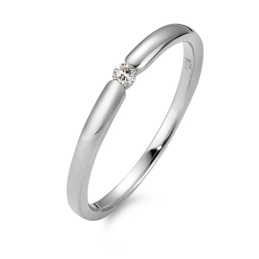 Bague solitaire Or blanc 18K Diamant blanc, 0.04 ct, brillant, w-si