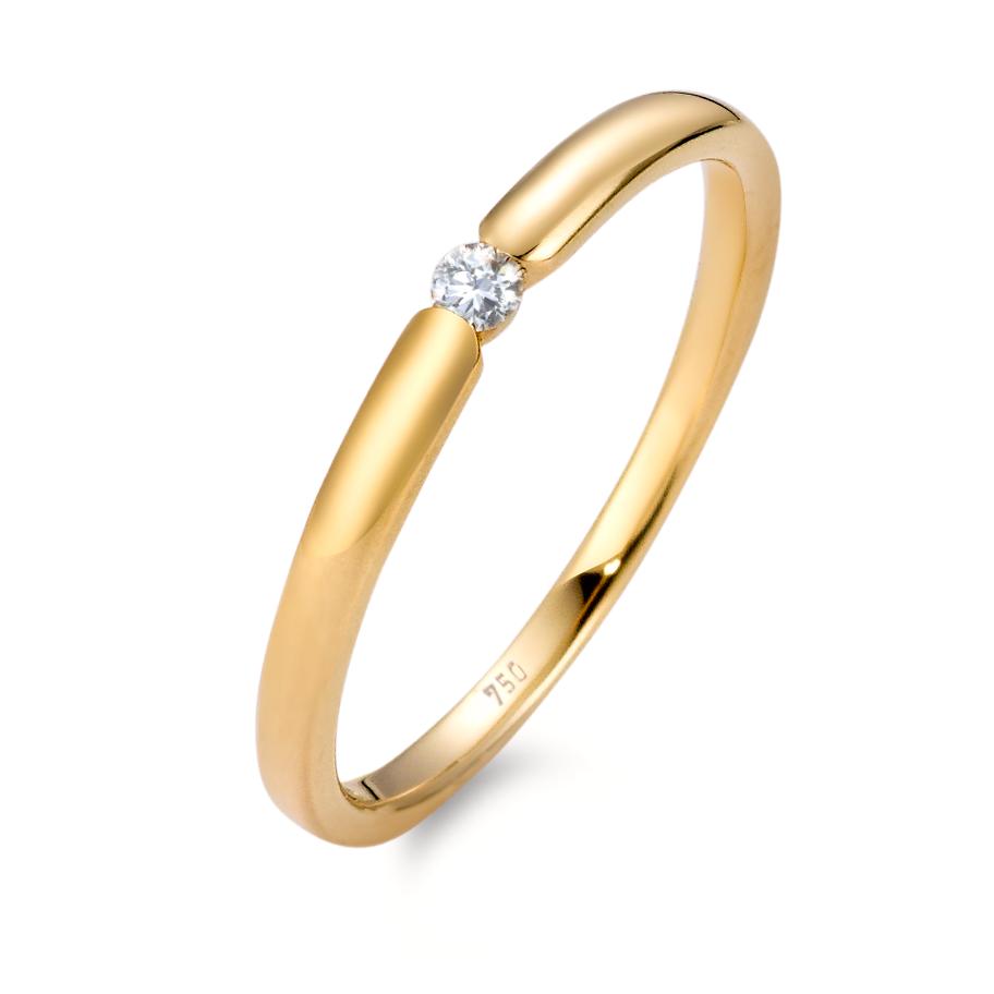 Bague solitaire Or jaune 18K Diamant blanc, 0.04 ct, brillant, w-si