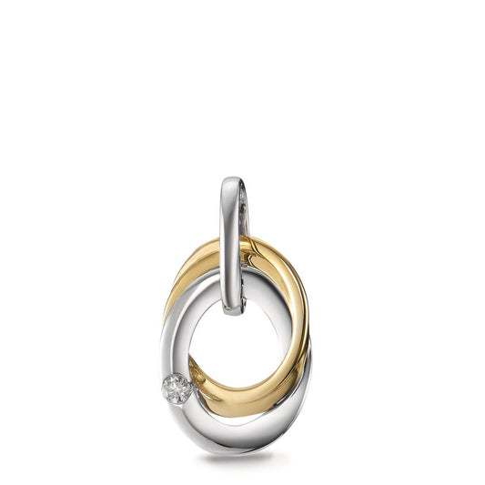 Anhänger 750/18 K Gelbgold, 750/18 K Weissgold Diamant weiss, 0.03 ct, Brillantschliff, w-si