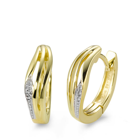 Orecchini circolari Oro giallo 750/18 carati, Oro bianco 750/18 carati Diamante bianco, 0.03 ct, 6 pietra, [Brillant], w-si