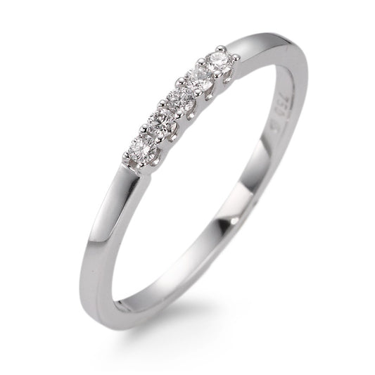 Bague d'éternité Or blanc 18K Diamant blanc, 0.10 ct, 5 Pierres, brillant, w-si