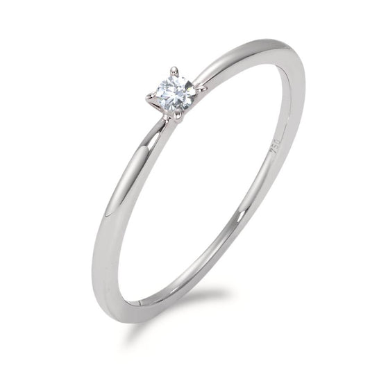 Bague solitaire Or blanc 18K Diamant blanc, 0.05 ct, brillant, w-si