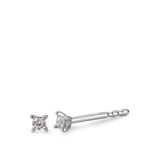 Clous d'oreilles Or blanc 18K Diamant blanc, 0.05 ct, 2 Pierres, brillant, w-si Ø2.5 mm