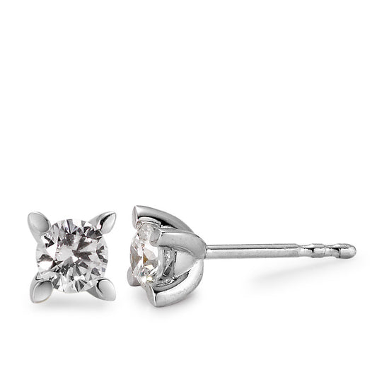 Clous d'oreilles Or blanc 18K Diamant blanc, 0.50 ct, 2 Pierres, brillant, w-si Ø5 mm