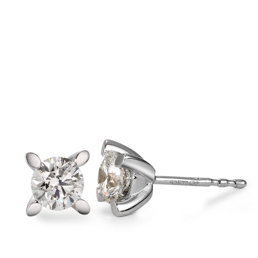 Clous d'oreilles Or blanc 18K Diamant blanc, 1 ct, 2 Pierres, brillant, si, IGI Ø5 mm