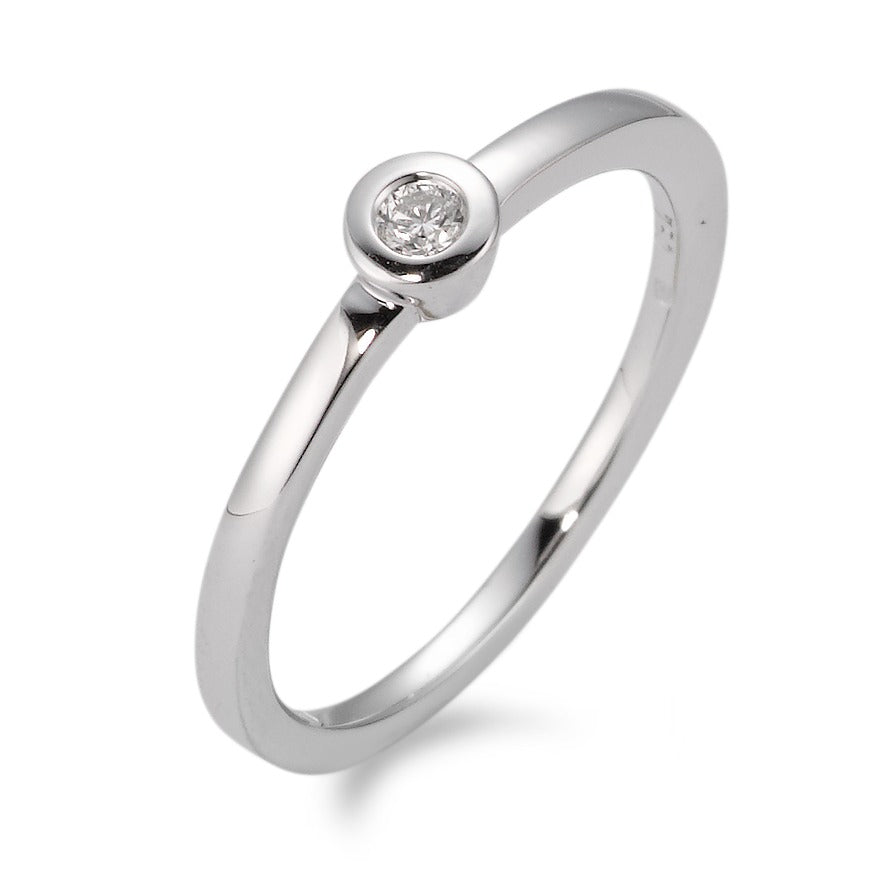 Solitär Ring 750/18 K Weissgold Diamant weiss, 0.05 ct, Brillantschliff, w-si