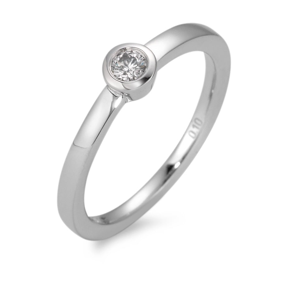 Bague solitaire Or blanc 18K Diamant blanc, 0.10 ct, brillant, w-si