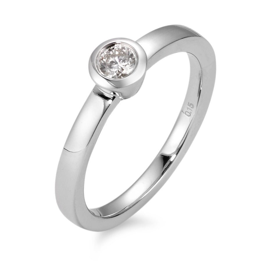 Bague Or blanc 18K Diamant blanc, 0.15 ct, brillant, w-si