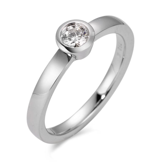 Bague solitaire Or blanc 18K Diamant blanc, 0.33 ct, brillant, w-si