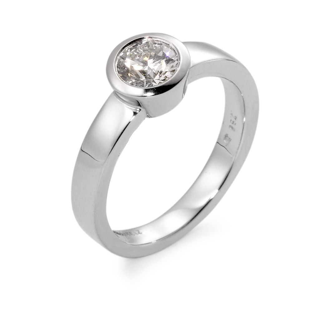 Solitär Ring 750/18 K Weissgold Diamant weiss, 0.75 ct, Brillantschliff, si, IGI Ø8 mm