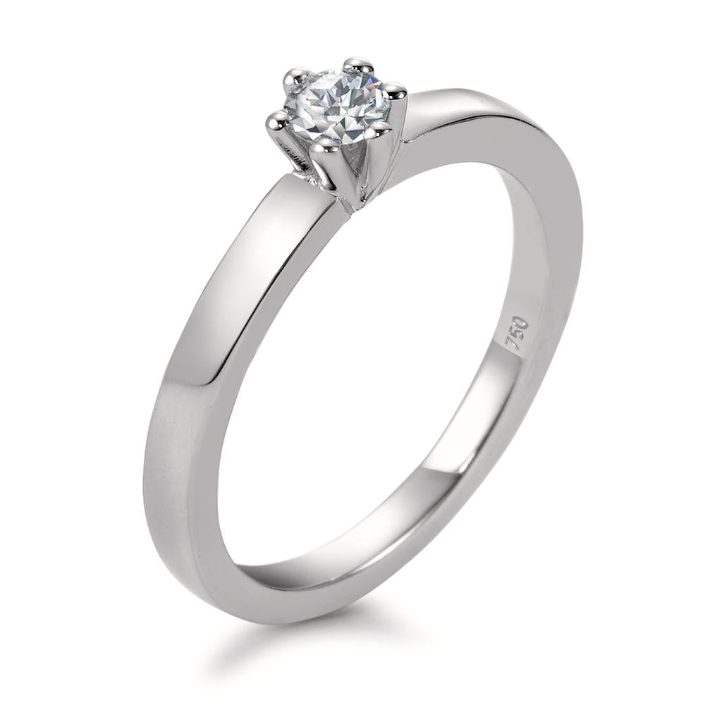 Bague solitaire Or blanc 18K Diamant blanc, 0.20 ct, brillant, w-si