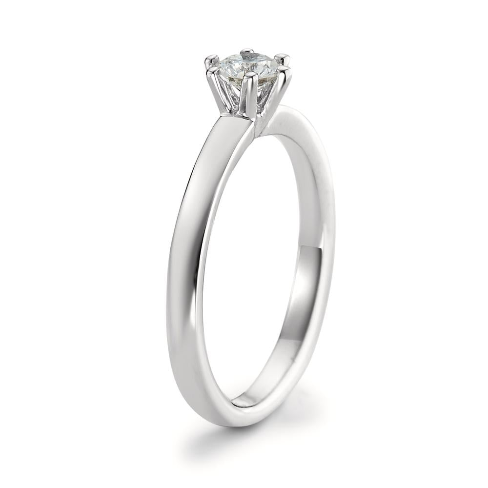 Bague solitaire Or blanc 18K Diamant blanc, 0.20 ct, brillant, w-si