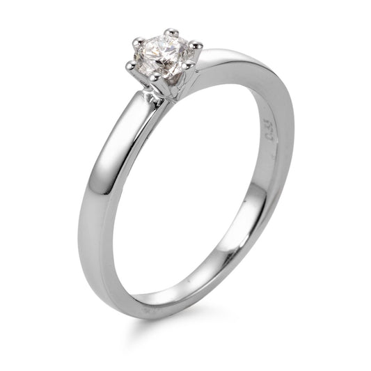 Bague solitaire Or blanc 18K Diamant blanc, 0.33 ct, brillant, w-si