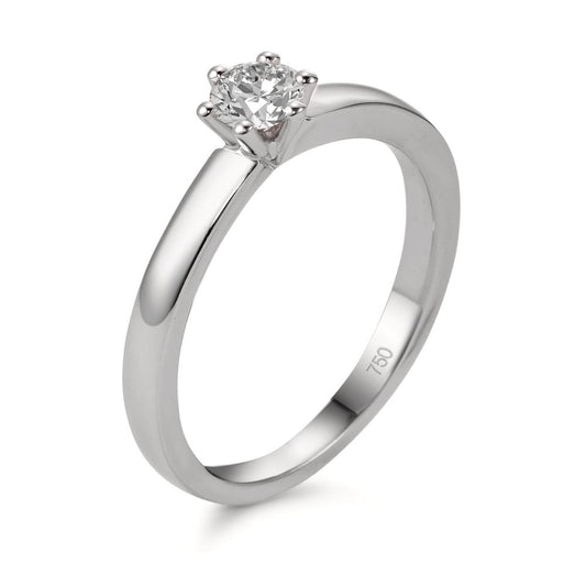 Bague solitaire Or blanc 18K Diamant blanc, 0.33 ct, brillant, w-si