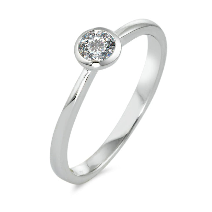 Bague solitaire Or blanc 18K Diamant blanc, 0.20 ct, brillant, w-si